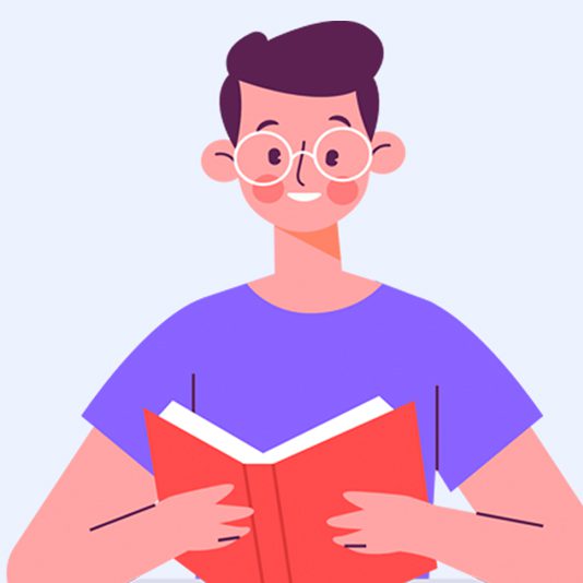 Ilustración de hombre leyendo la Biblia.